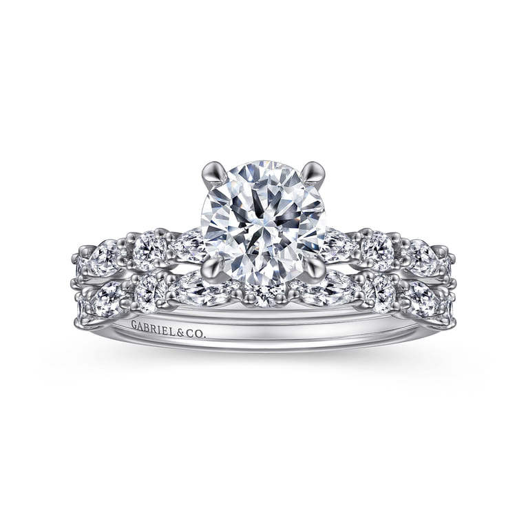 Juliet - 14K White Gold Round Diamond Engagement Ring - 0.46 ct - Shot 4