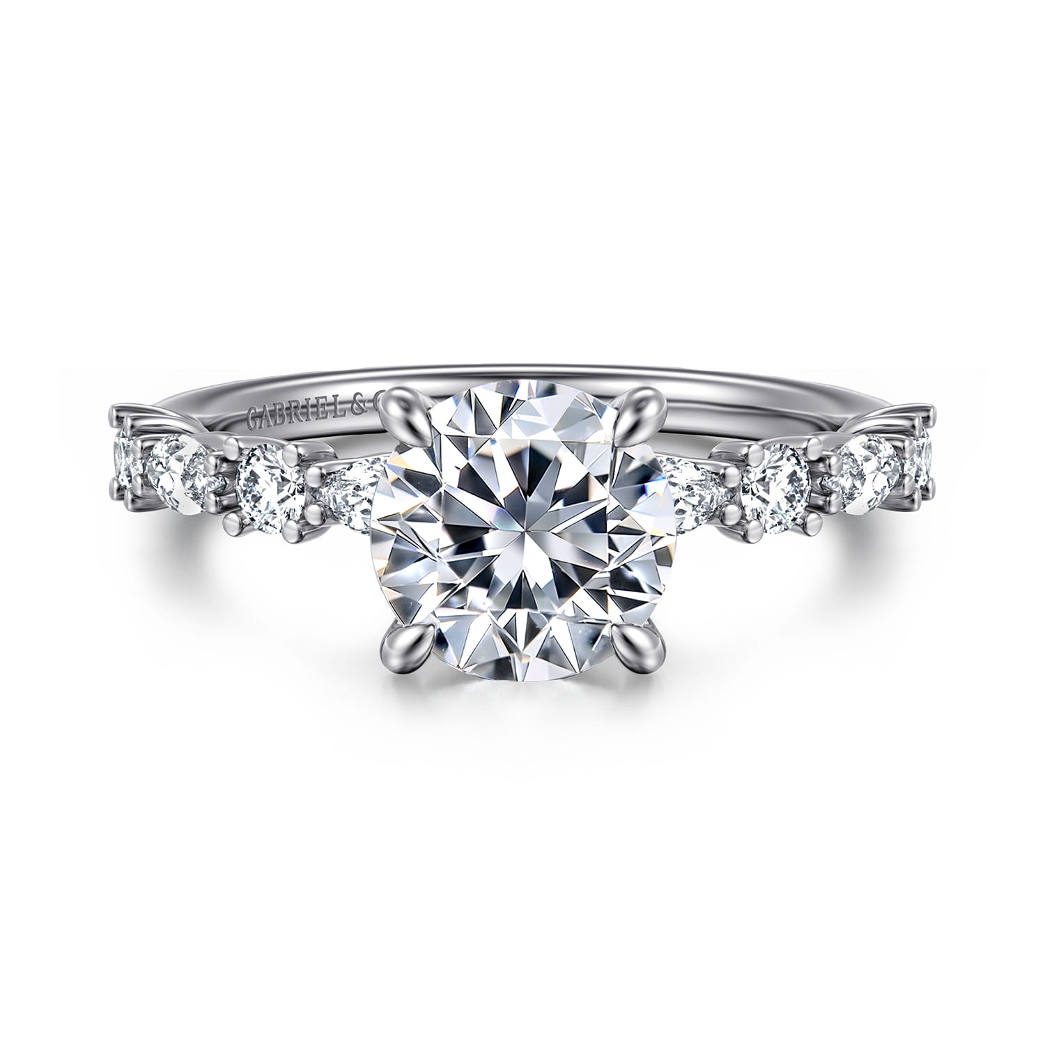 Juliet - 14K White Gold Round Diamond Engagement Ring - 0.47 ct - Shot 1