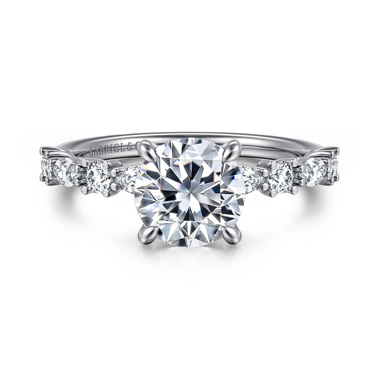 Juliet - 14K White Gold Round Diamond Engagement Ring - 0.47 ct - Shot 1