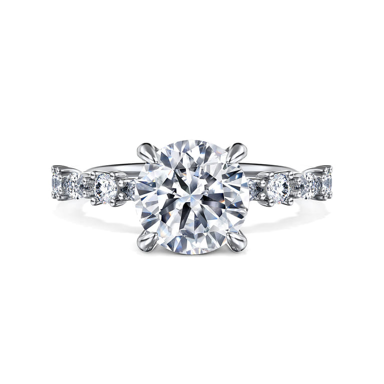 Juliet - 14K White Gold Round Diamond Engagement Ring - 0.48 ct - Shot 1