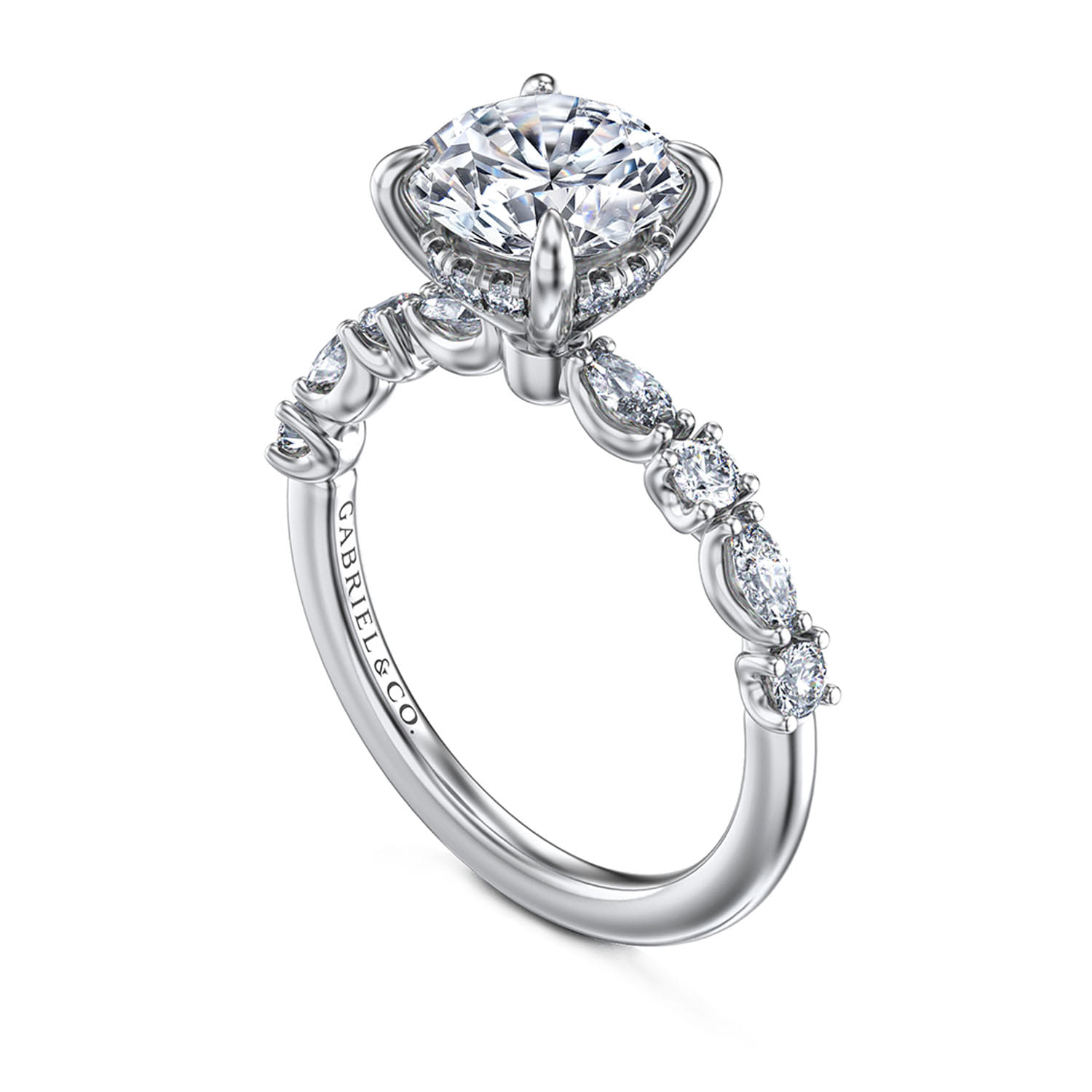 Juliet - 14K White Gold Round Diamond Engagement Ring - 0.48 ct - Shot 3