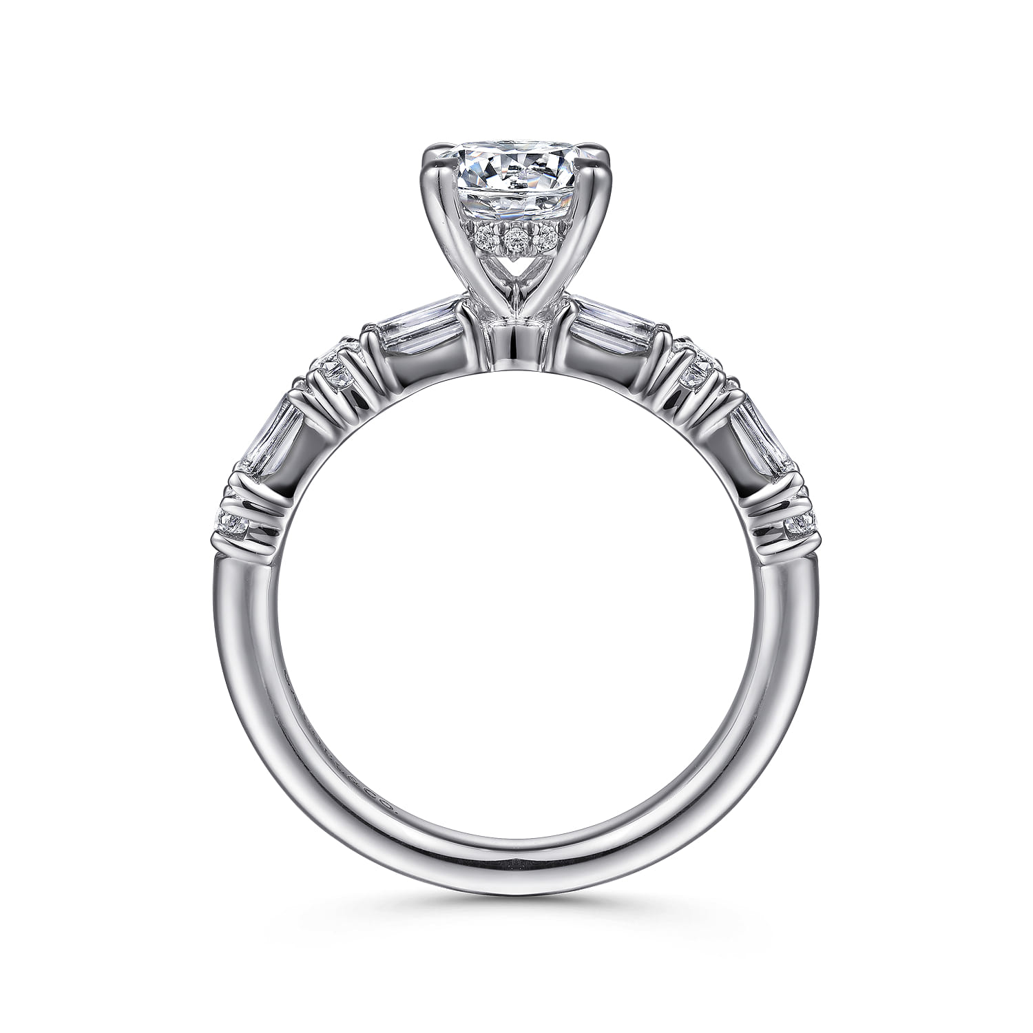 Leanna - 14K White Gold Baguette and Round Diamond Engagement Ring - 0.7 ct - Shot 2