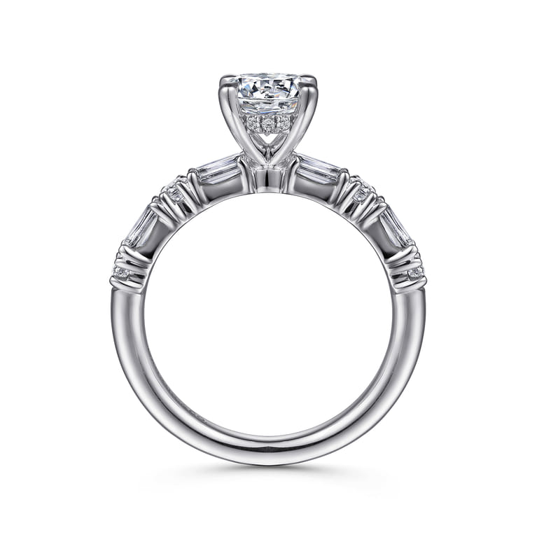 Leanna - 14K White Gold Baguette and Round Diamond Engagement Ring - 0.7 ct - Shot 2