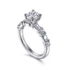 Leanna - 14K White Gold Baguette and Round Diamond Engagement Ring - 0.7 ct