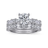 Leanna - 14K White Gold Baguette and Round Diamond Engagement Ring - 0.7 ct