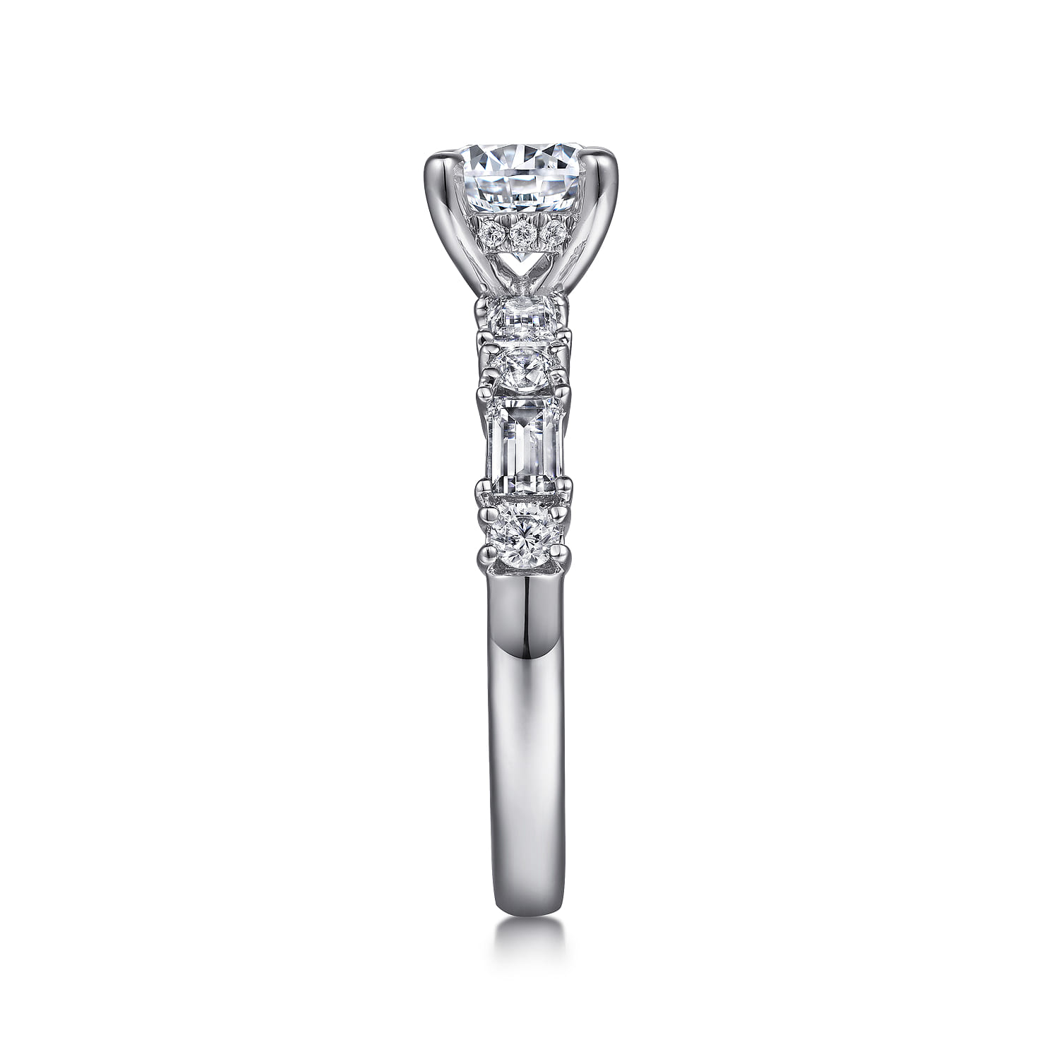 Leanna - 14K White Gold Baguette and Round Diamond Engagement Ring - 0.7 ct - Shot 5