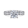 Leanna - 14K White Gold Baguette and Round Diamond Engagement Ring - 0.7 ct