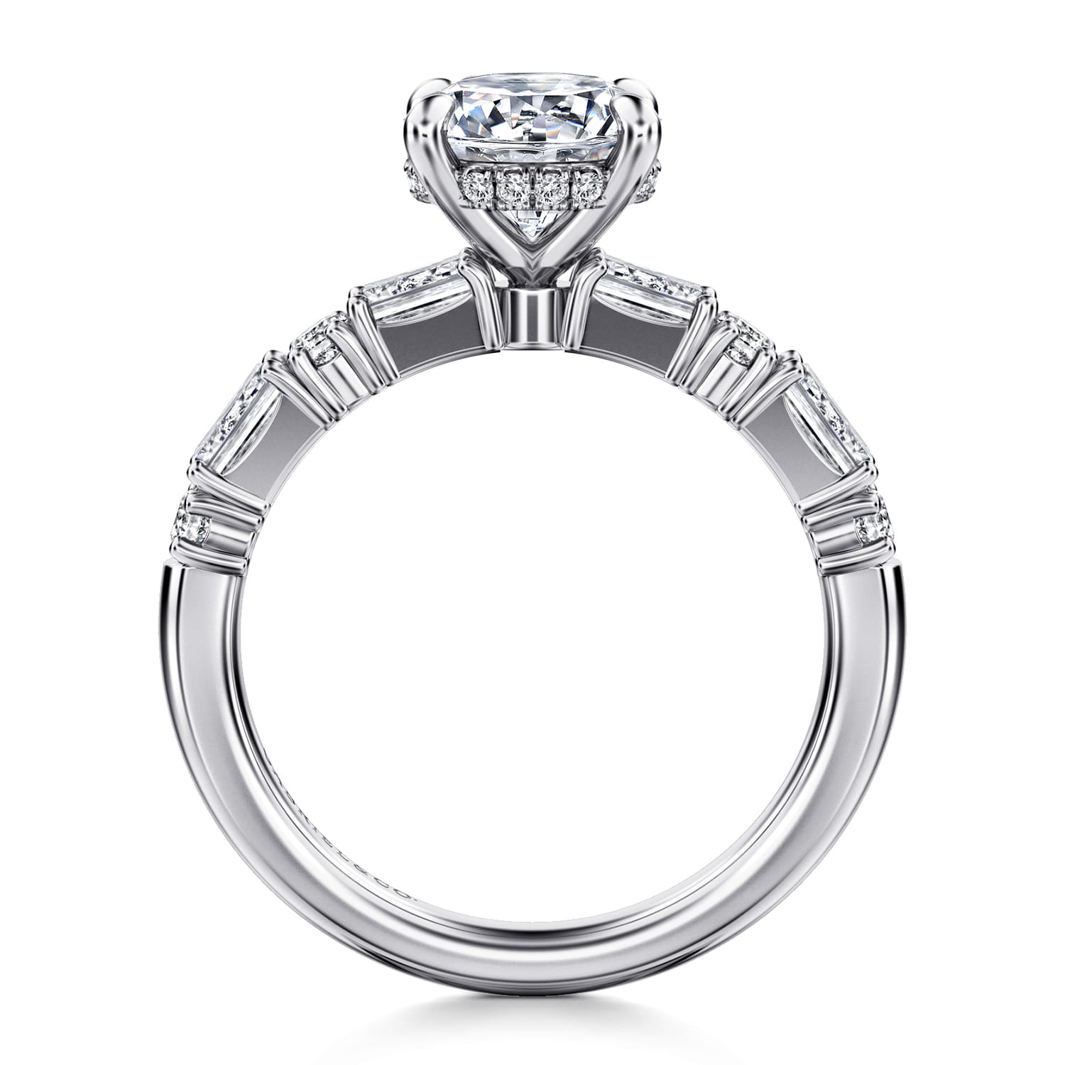 Leanna - 14K White Gold Baguette and Round Diamond Engagement Ring - 0.7 ct - Shot 2