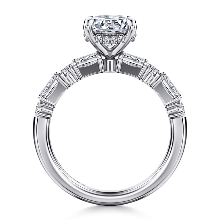 Leanna - 14K White Gold Baguette and Round Diamond Engagement Ring - 0.7 ct - Shot 2