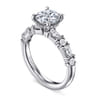 Leanna - 14K White Gold Baguette and Round Diamond Engagement Ring - 0.7 ct