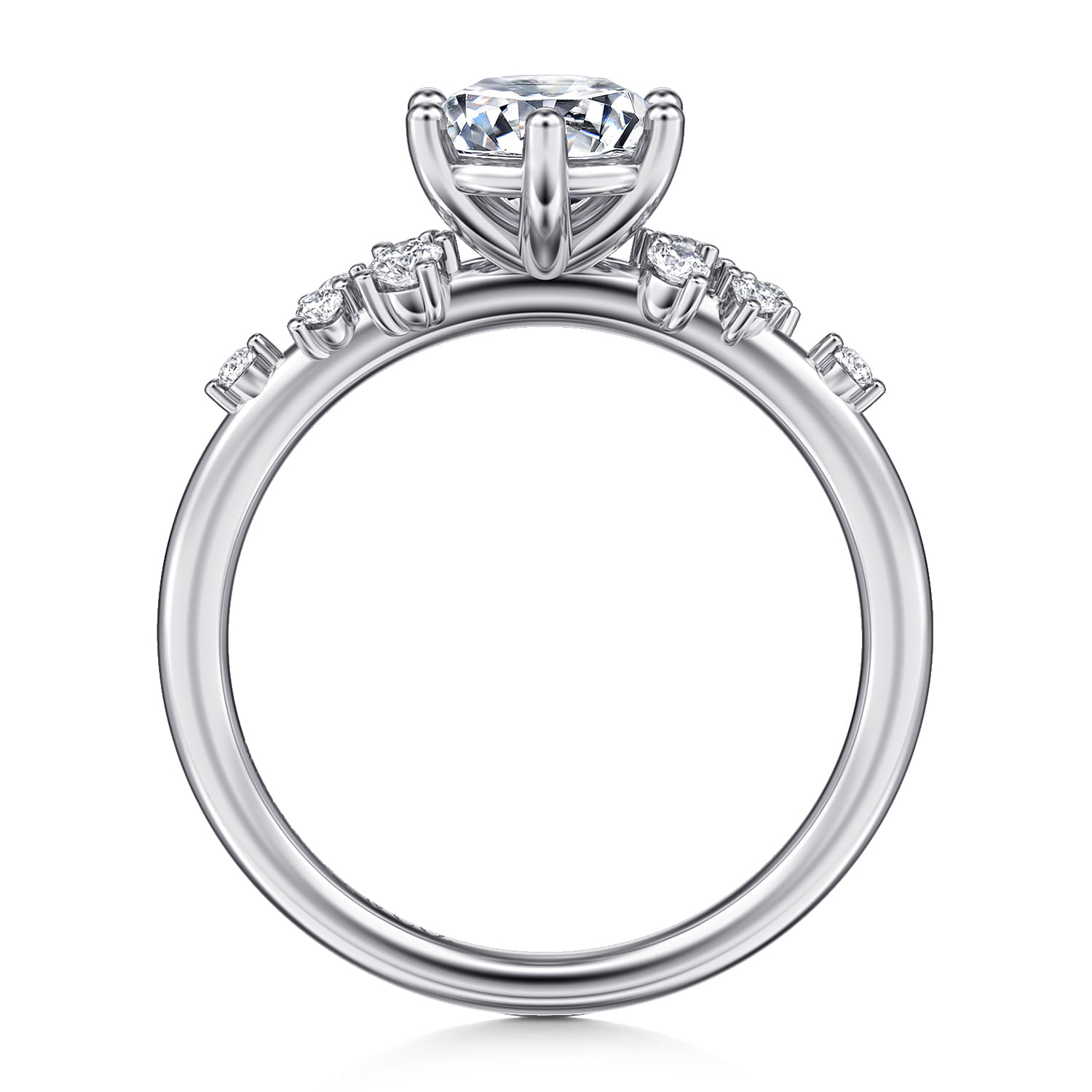 Reena - 14K White Gold Round Diamond Engagement Ring - 0.18 ct - Shot 2
