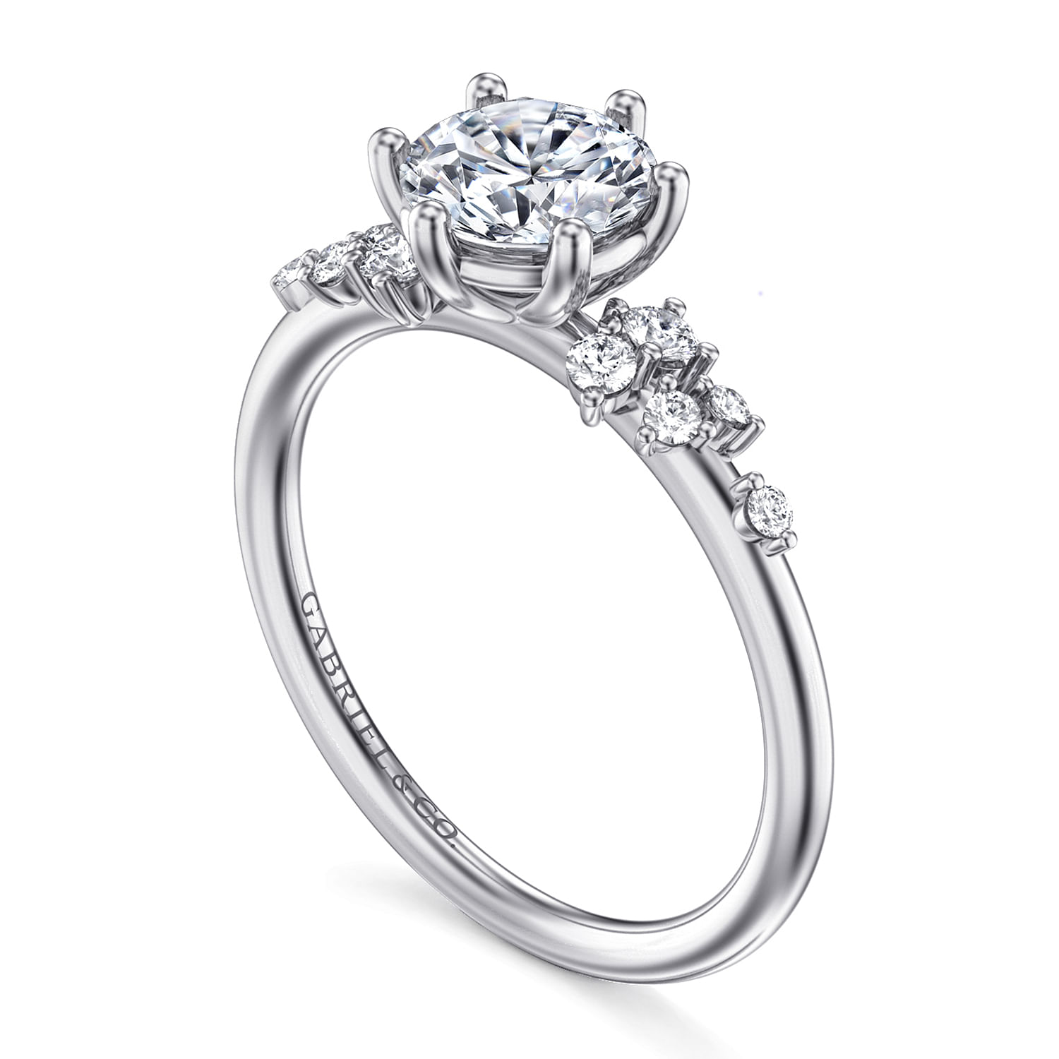 Reena - 14K White Gold Round Diamond Engagement Ring - 0.18 ct - Shot 3