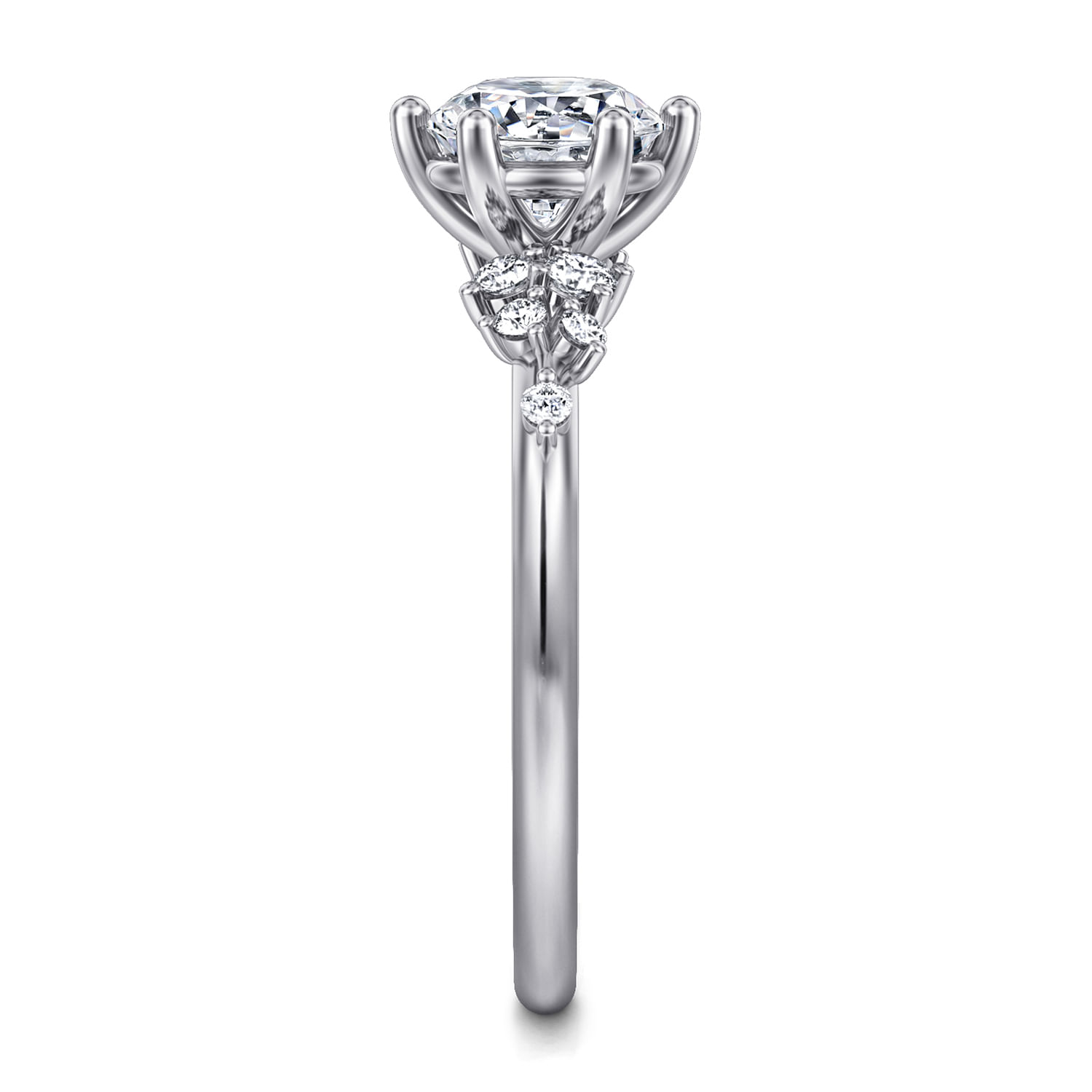 Reena - 14K White Gold 6 Prong Round Diamond Engagement Ring - 0.18 ct - Shot 5