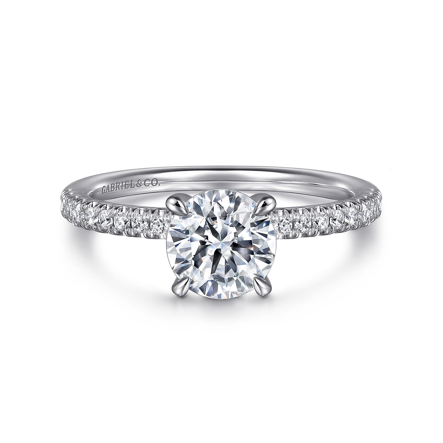Stasia - 14K White Gold Round Cut Diamond Engagement Ring - 0.2 ct - Shot 1