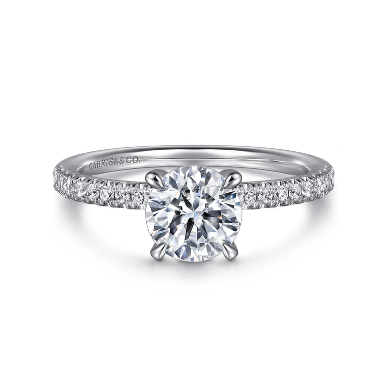 Stasia - 14K White Gold Round Cut Diamond Engagement Ring - 0.2 ct - Shot 1