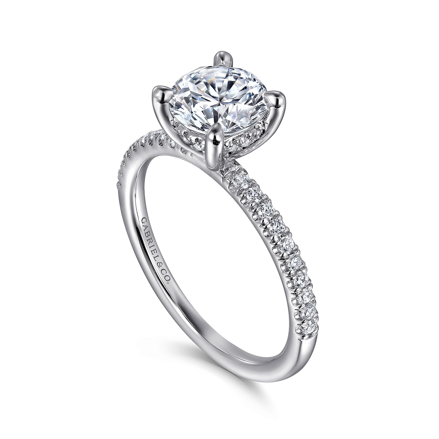 Stasia - 14K White Gold Round Cut Diamond Engagement Ring - 0.2 ct - Shot 3