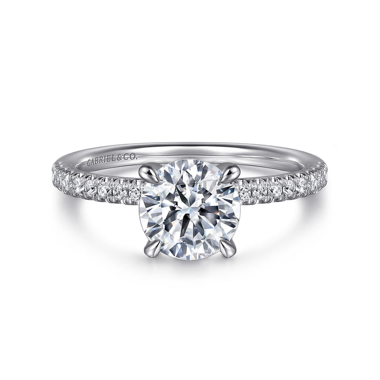 Stasia - 14K White Gold Round Cut Diamond Engagement Ring - 0.21 ct - Shot 1