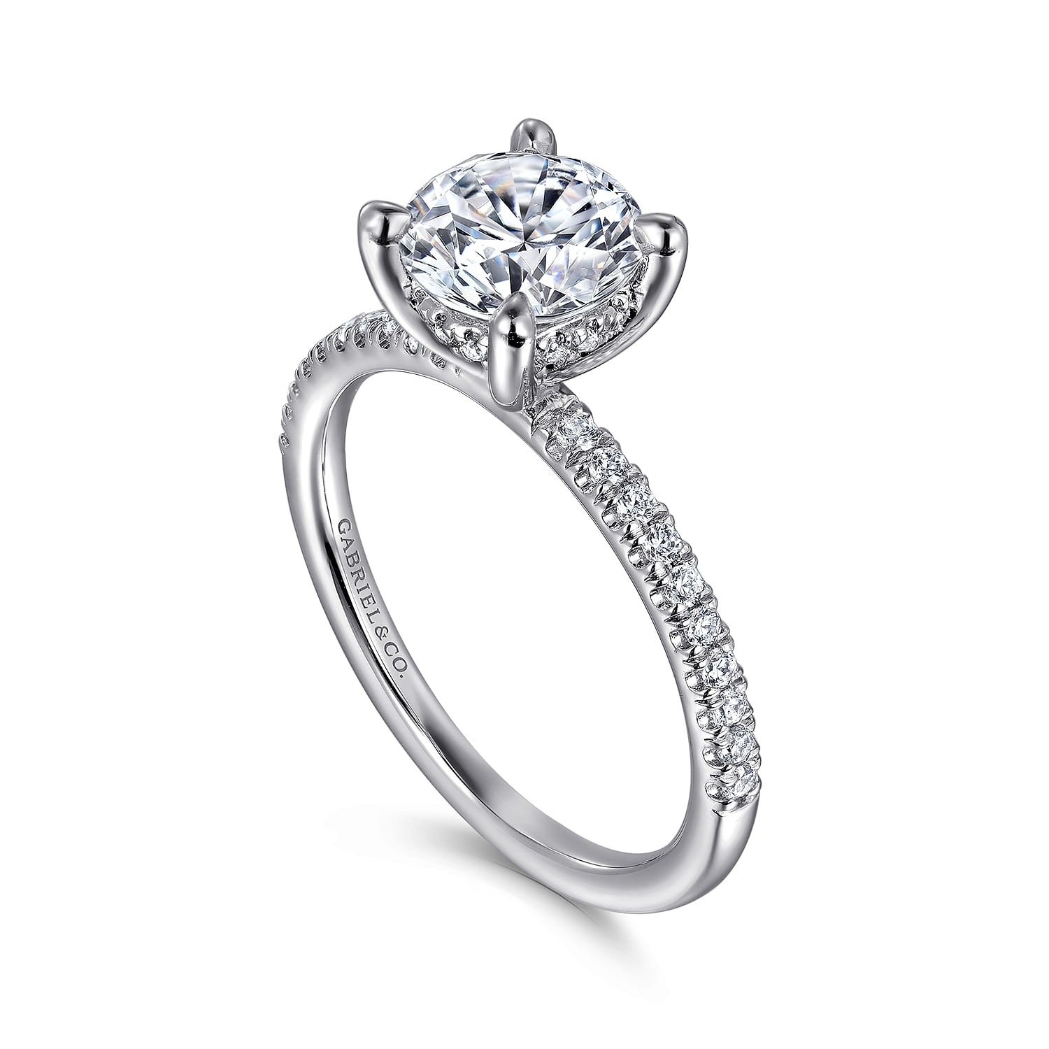 Stasia - 14K White Gold Round Cut Diamond Engagement Ring - 0.21 ct - Shot 3