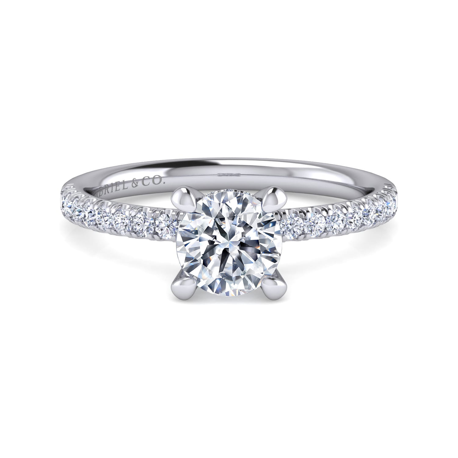 Stasia - 14K White Gold Round Cut Diamond Engagement Ring - 0.25 ct - Shot 1
