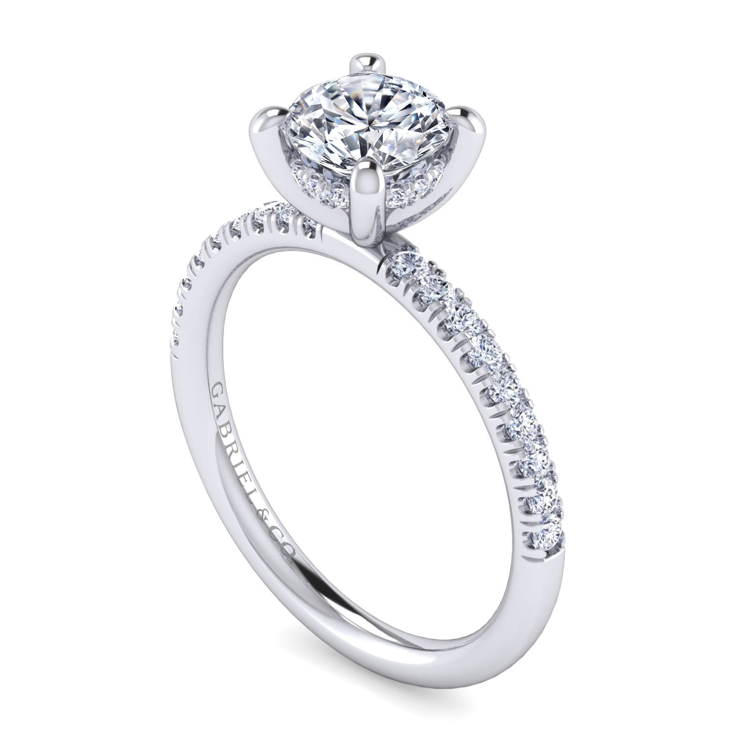 Stasia - 14K White Gold Round Cut Diamond Engagement Ring - 0.25 ct - Shot 3
