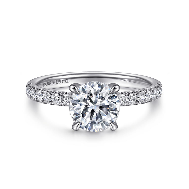 Stasia - 14K White Gold Round Cut Diamond Engagement Ring - 0.35 ct - Shot 1