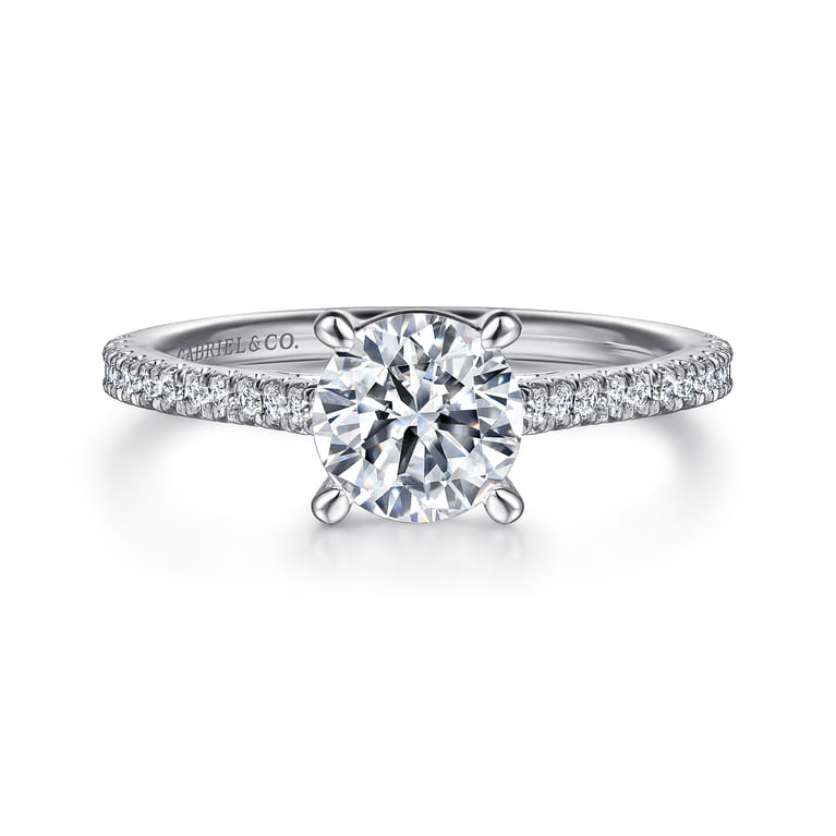 Abbie - 14K White Gold Round Diamond Engagement Ring - 0.21 ct - Shot 1