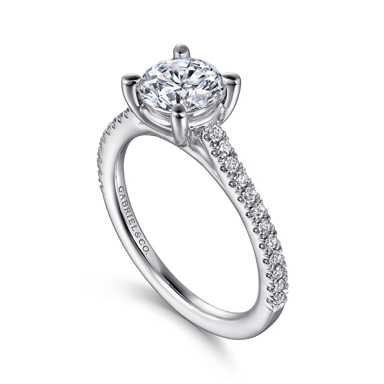 Abbie - 14K White Gold Round Diamond Engagement Ring - 0.21 ct - Shot 3
