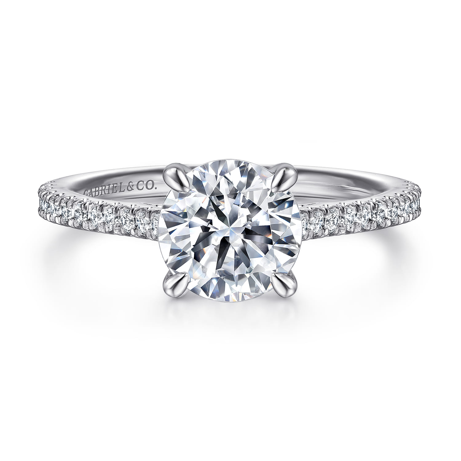 Abbie - 14K White Gold Round Diamond Engagement Ring - 0.21 ct - Shot 1