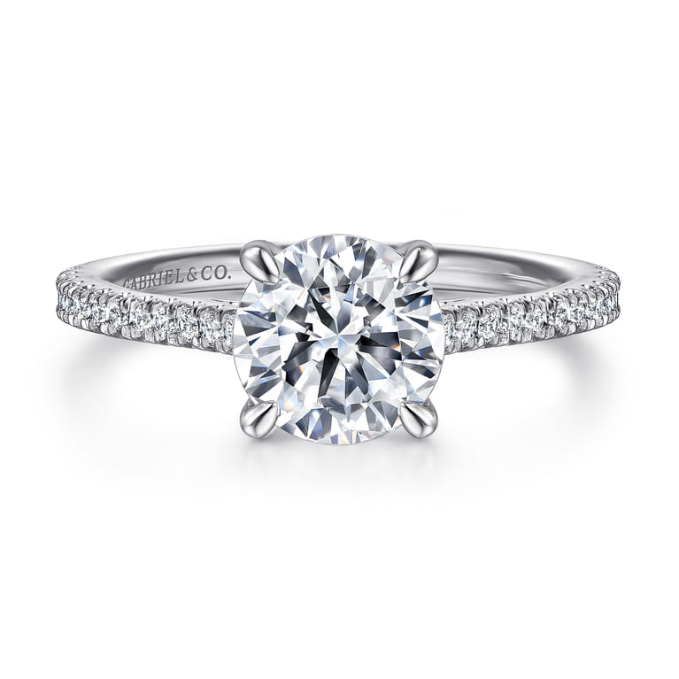 Abbie - 14K White Gold Round Diamond Engagement Ring - 0.21 ct - Shot 1
