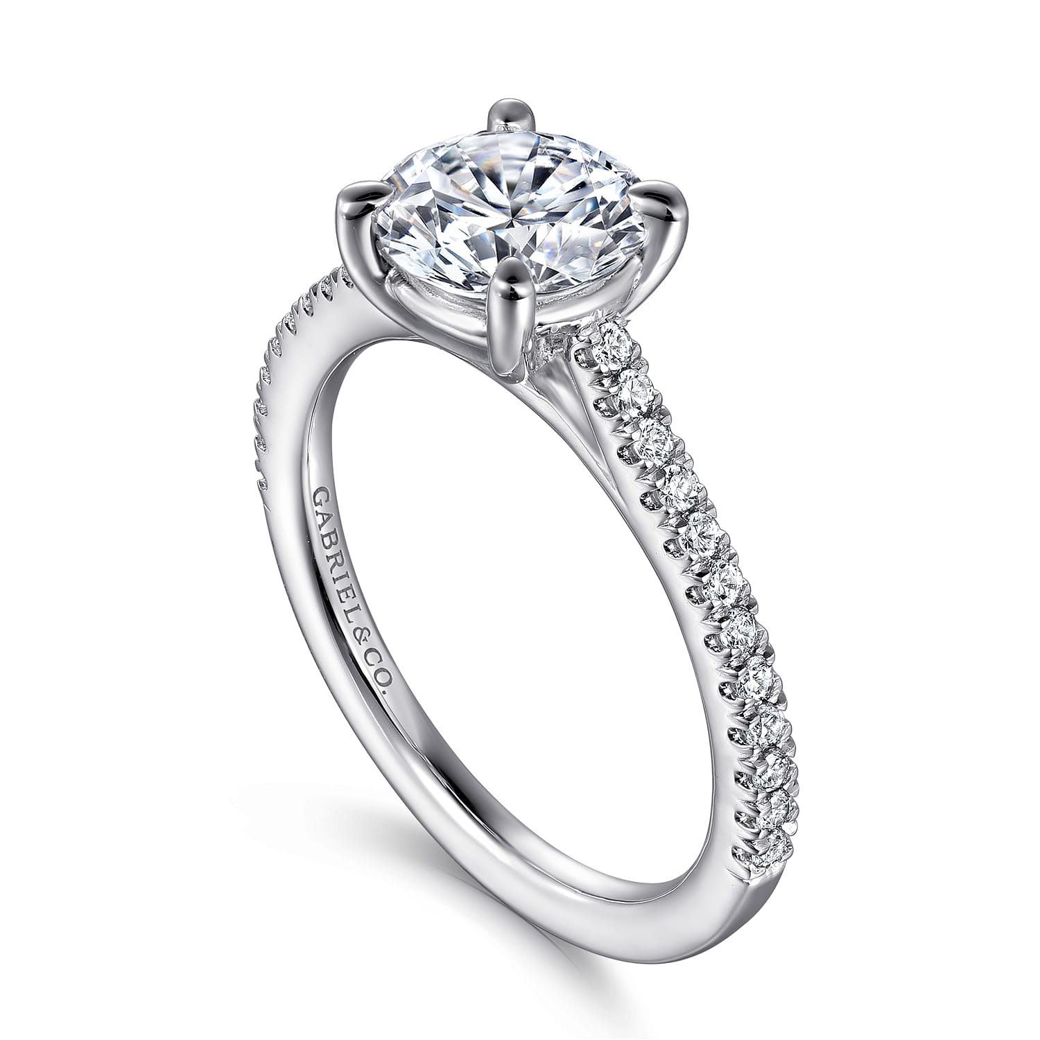 Abbie - 14K White Gold Round Diamond Engagement Ring - 0.21 ct - Shot 3
