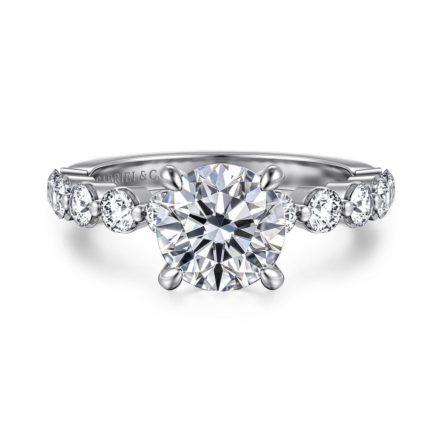 Silvey - 14K White Gold Round Single Prong Diamond Engagement Ring - 0.7 ct - Shot 1