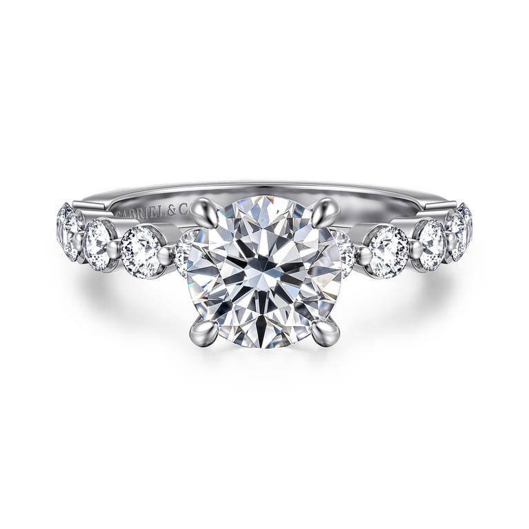 Silvey - 14K White Gold Round Single Prong Diamond Engagement Ring - 0.7 ct - Shot 1