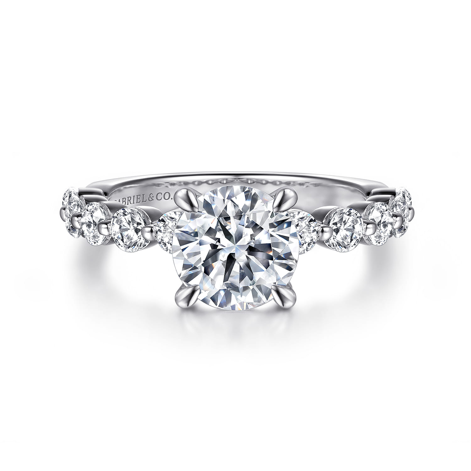 Silvey - 14K White Gold Round Single Prong Diamond Engagement Ring - 0.7 ct - Shot 1
