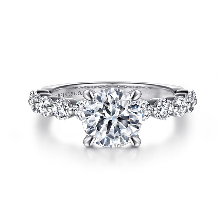 Silvey - 14K White Gold Round Single Prong Diamond Engagement Ring - 0.7 ct - Shot 1