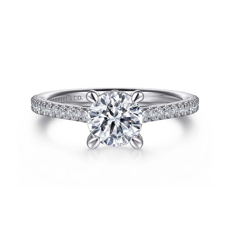 Aline - 14K White Gold Round Diamond Engagement Ring - 0.25 ct - Shot 1