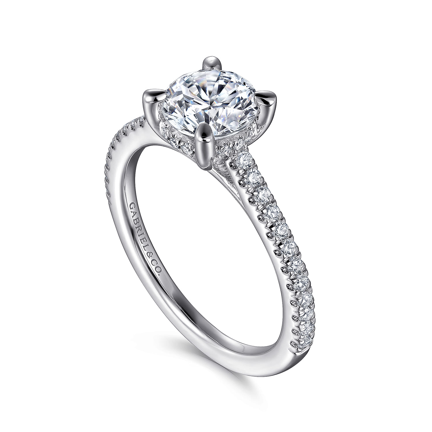 Aline - 14K White Gold Round Diamond Engagement Ring - 0.25 ct - Shot 3