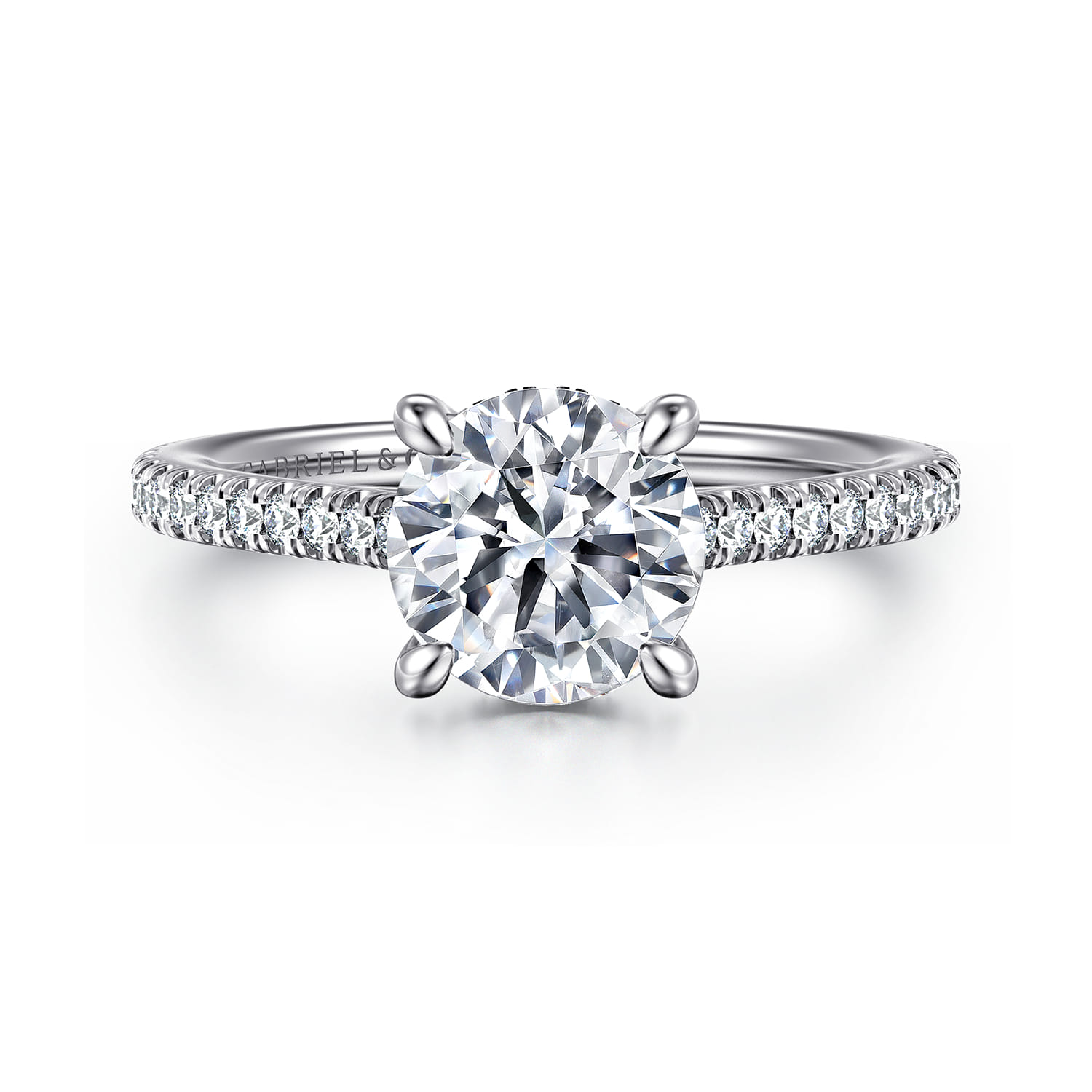 Aline - 14K White Gold Round Diamond Engagement Ring - 0.25 ct - Shot 1