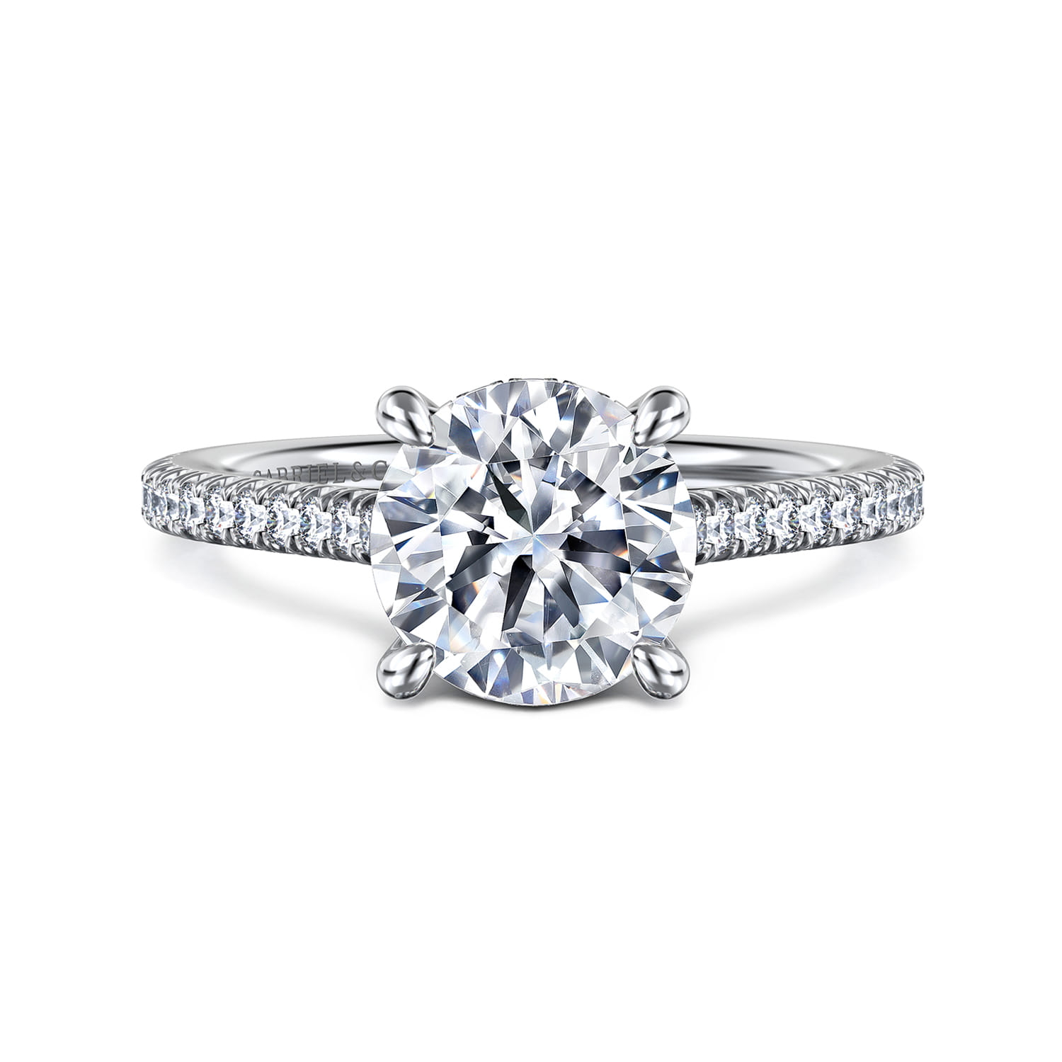 Aline - 14K White Gold Round Diamond Engagement Ring - 0.3 ct - Shot 1