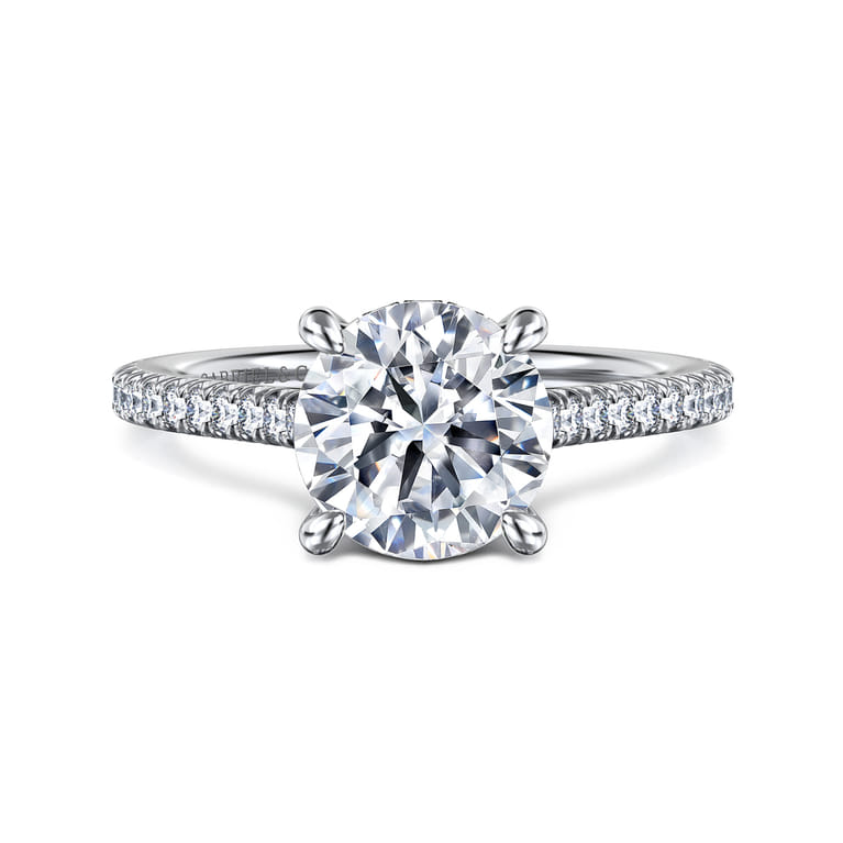 Aline - 14K White Gold Round Diamond Engagement Ring - 0.3 ct - Shot 1