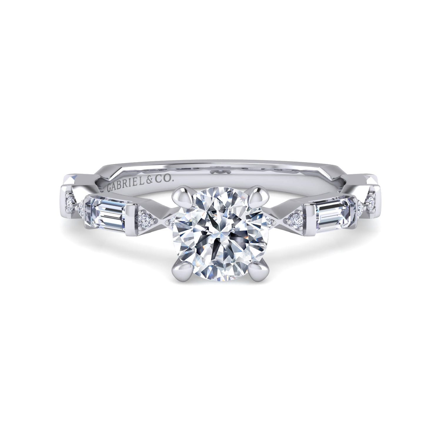Dariella - 14K White Gold Round Diamond Engagement Ring - 0.4 ct - Shot 1