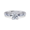 Leanna - 14K White Gold Baguette and Round Diamond Engagement Ring - 0.55 ct