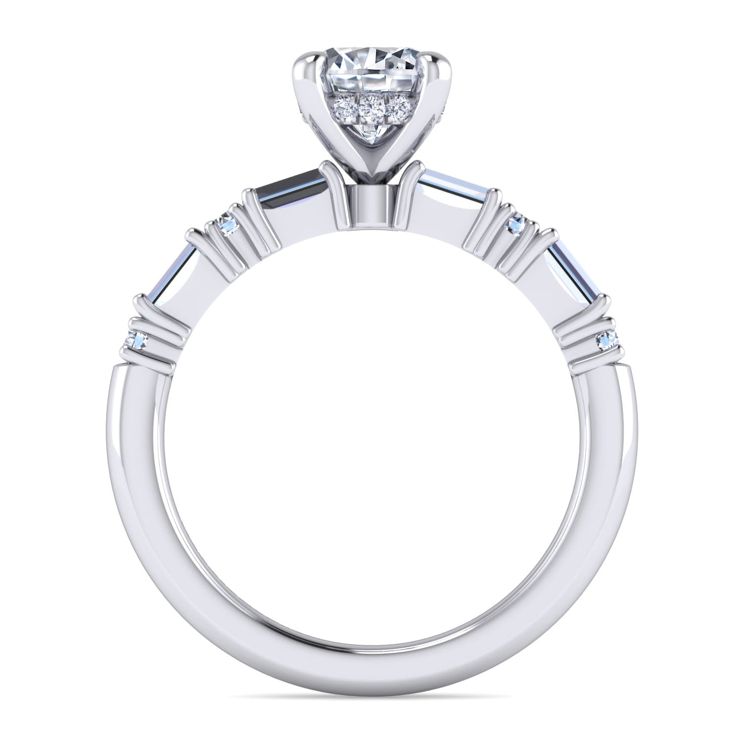Leanna - 14K White Gold Baguette and Round Diamond Engagement Ring - 0.55 ct - Shot 2