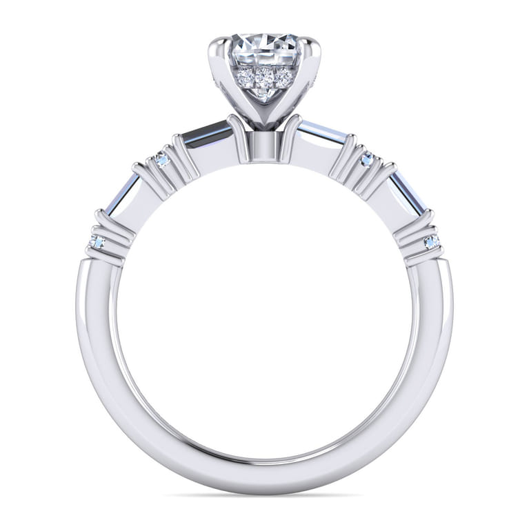 Leanna - 14K White Gold Baguette and Round Diamond Engagement Ring - 0.55 ct - Shot 2