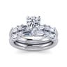 Leanna - 14K White Gold Baguette and Round Diamond Engagement Ring - 0.55 ct