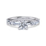 Leanna - 14K White Gold Baguette and Round Diamond Engagement Ring - 0.9 ct
