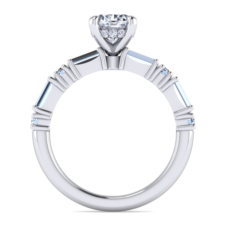 Leanna - 14K White Gold Baguette and Round Diamond Engagement Ring - 0.9 ct - Shot 2
