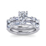 Leanna - 14K White Gold Baguette and Round Diamond Engagement Ring - 0.9 ct