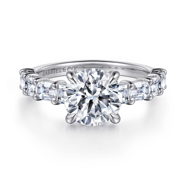 Briene - 14K White Gold Round Diamond Engagement Ring - 1.29 ct - Shot 1