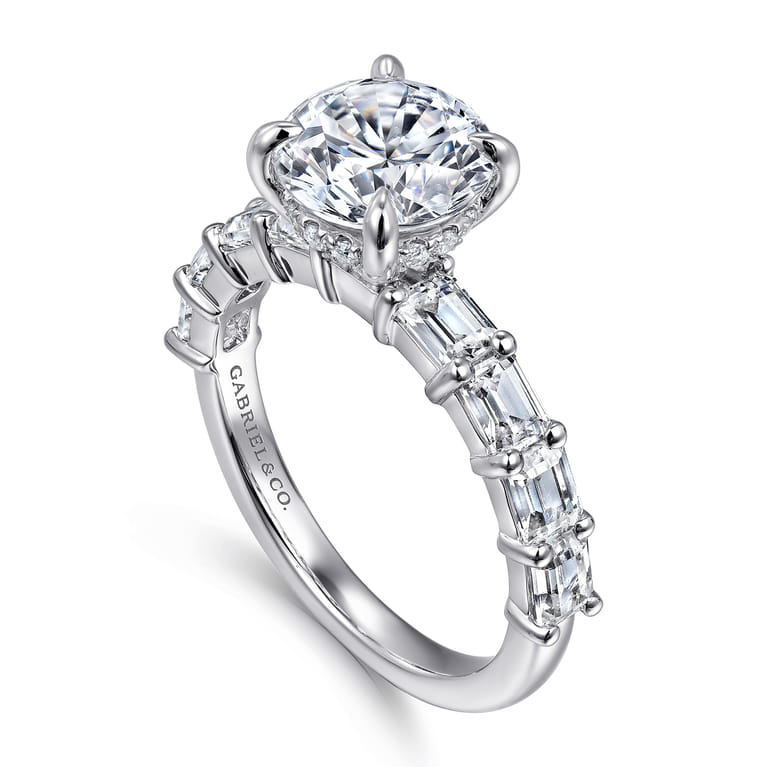 Briene - 14K White Gold Round Diamond Engagement Ring - 1.29 ct - Shot 3