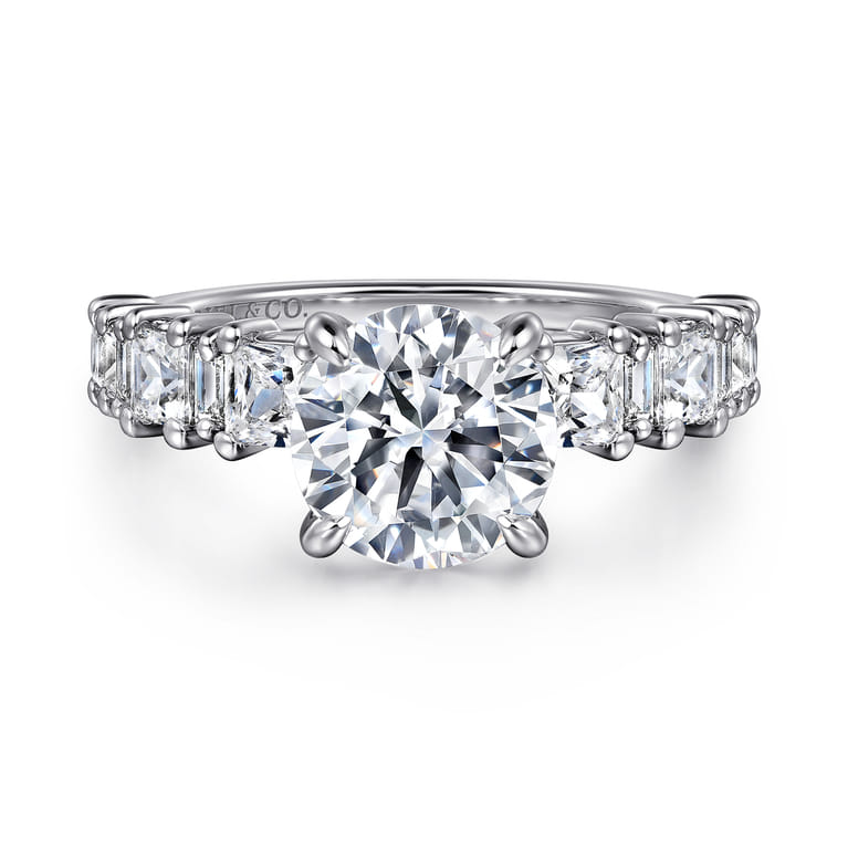 Britte - 14K White Gold Round Diamond Engagement Ring - 1.26 ct - Shot 1